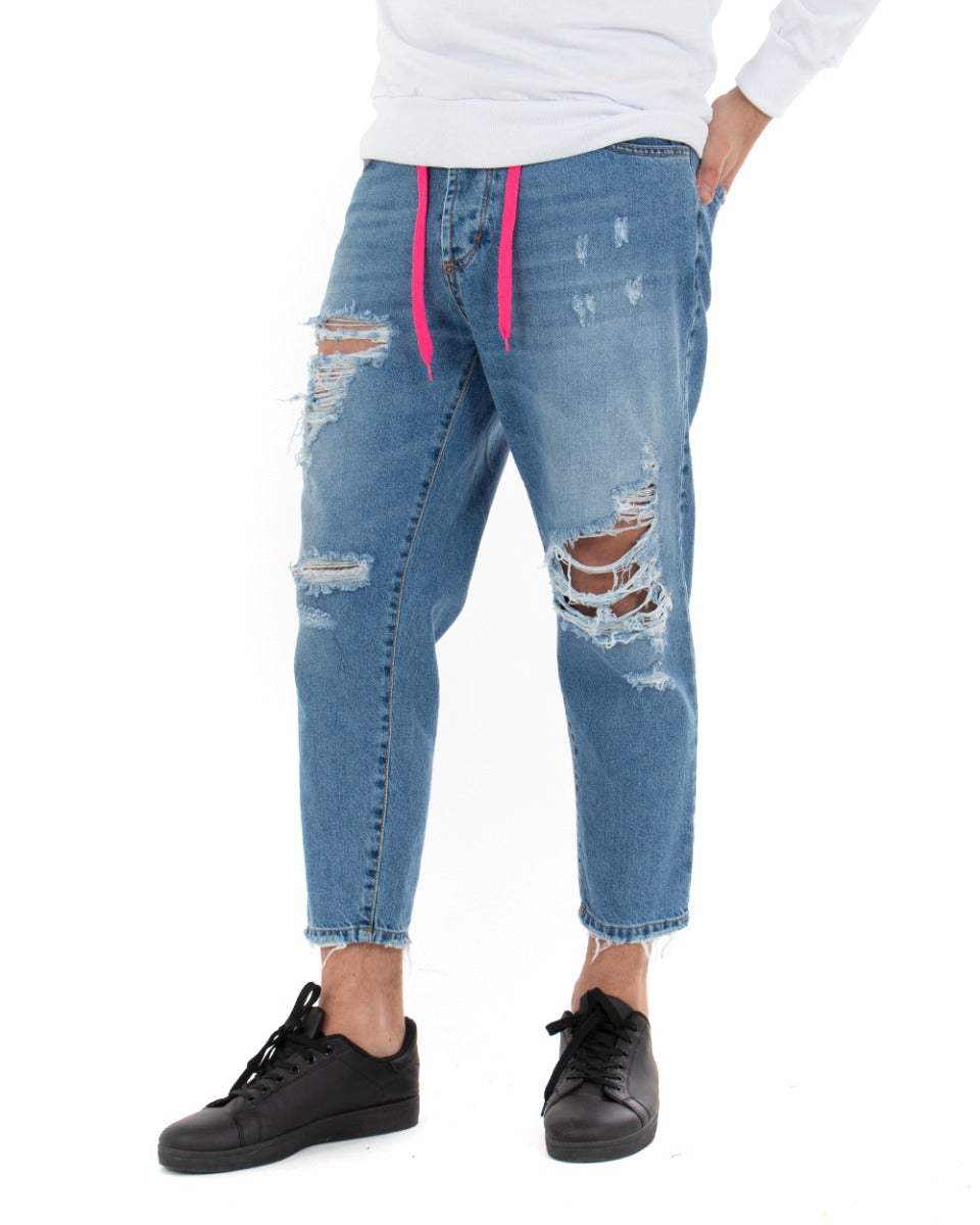 Pantaloni Jeans Uomo Loose Fit Denim Con Rotture Cinque Tasche GIOSAL-P3632A