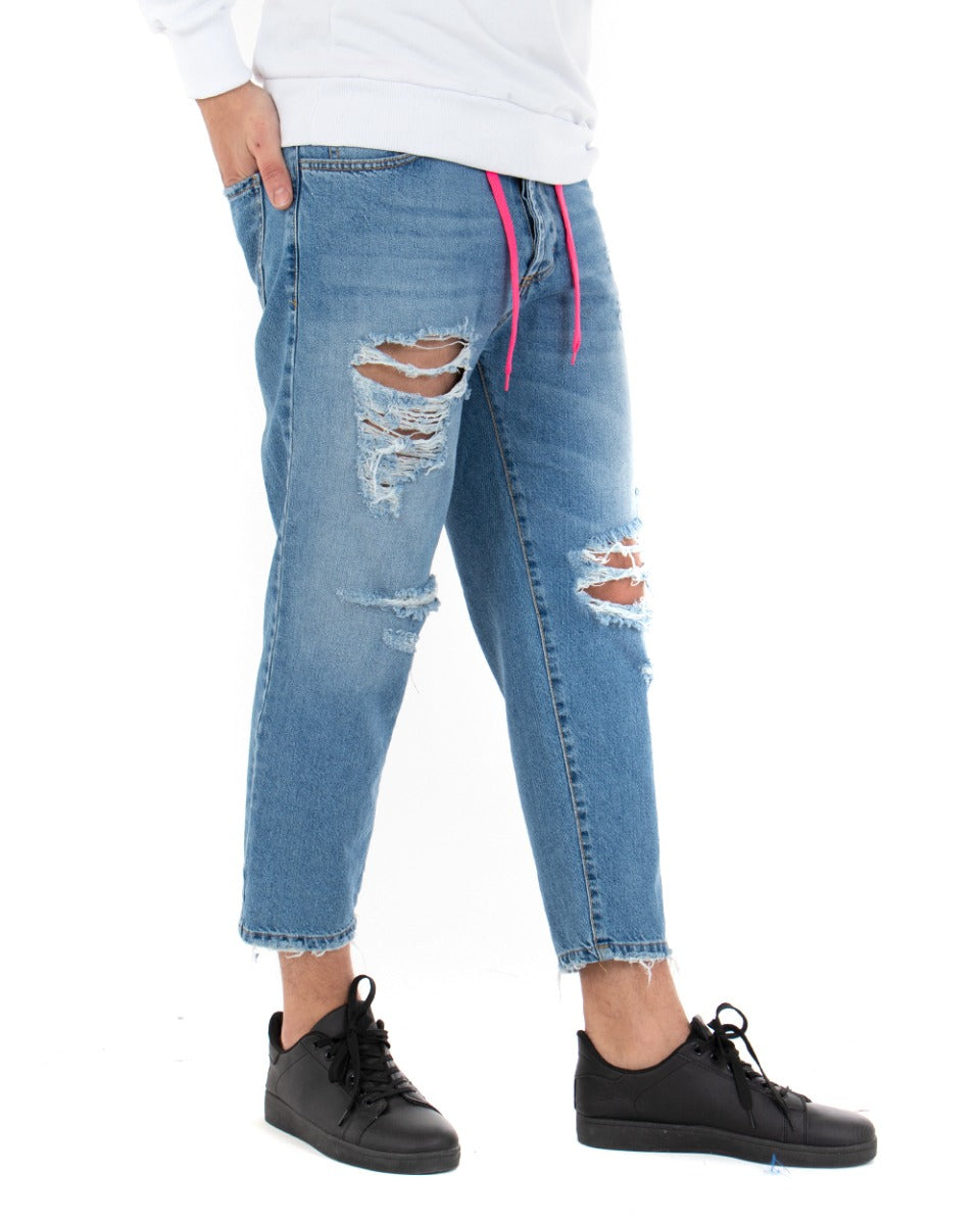 Pantaloni Jeans Uomo Loose Fit Denim Con Rotture Cinque Tasche GIOSAL-P3632A