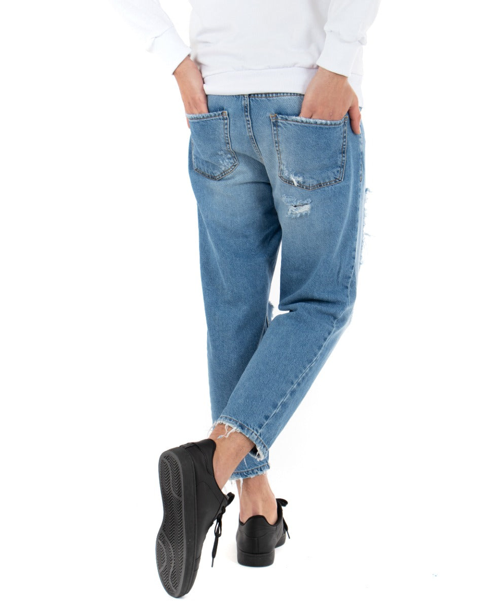 Pantaloni Jeans Uomo Loose Fit Denim Con Rotture Cinque Tasche GIOSAL-P3632A