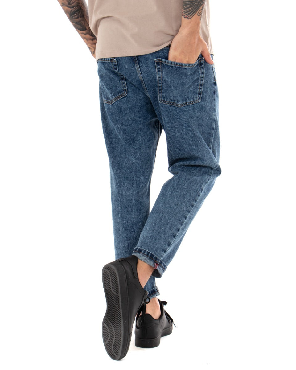 Pantaloni Jeans Uomo Loose Fit Denim Stone Washed Cinque Tasche Casual GIOSAL-P3685A