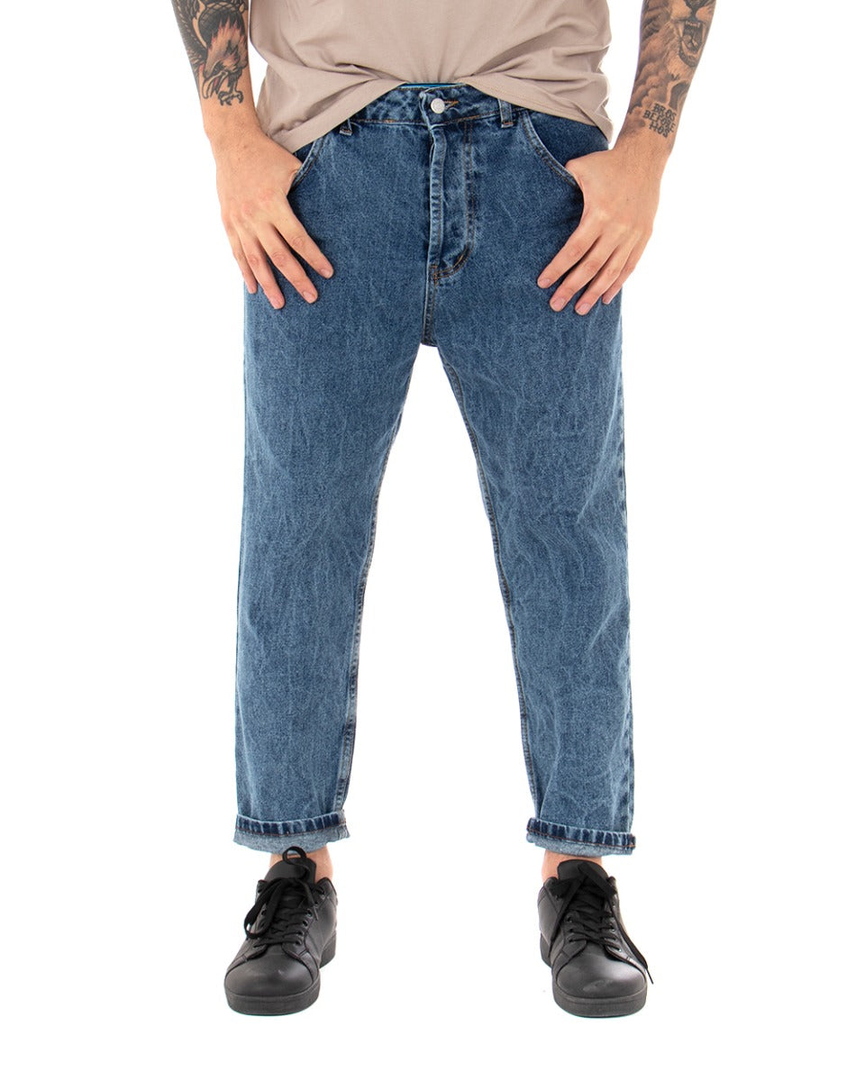 Pantaloni Jeans Uomo Loose Fit Denim Stone Washed Cinque Tasche Casual GIOSAL-P3685A