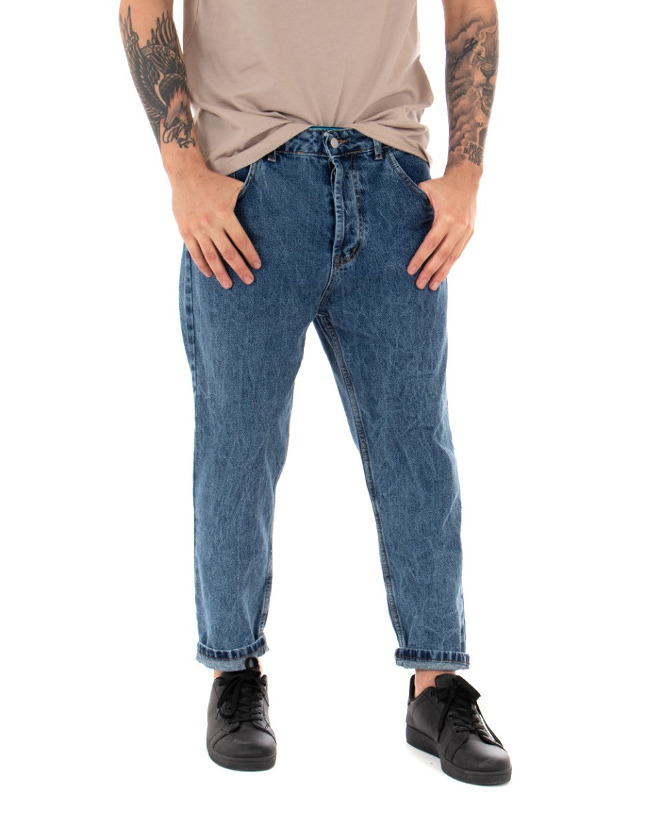 Pantaloni Jeans Uomo Loose Fit Denim Stone Washed Cinque Tasche Casual GIOSAL-P3685A