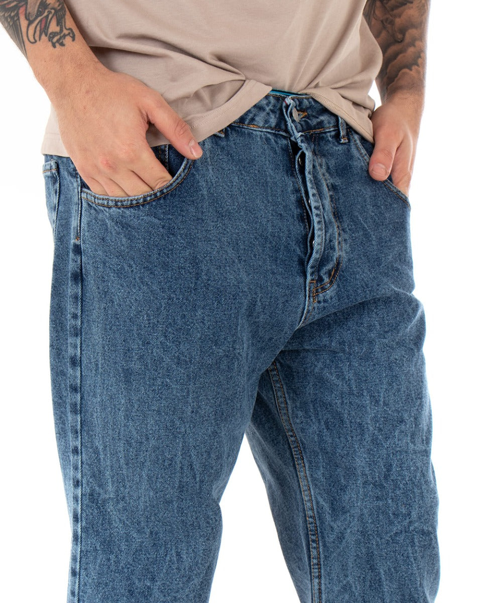 Pantaloni Jeans Uomo Loose Fit Denim Stone Washed Cinque Tasche Casual GIOSAL-P3685A