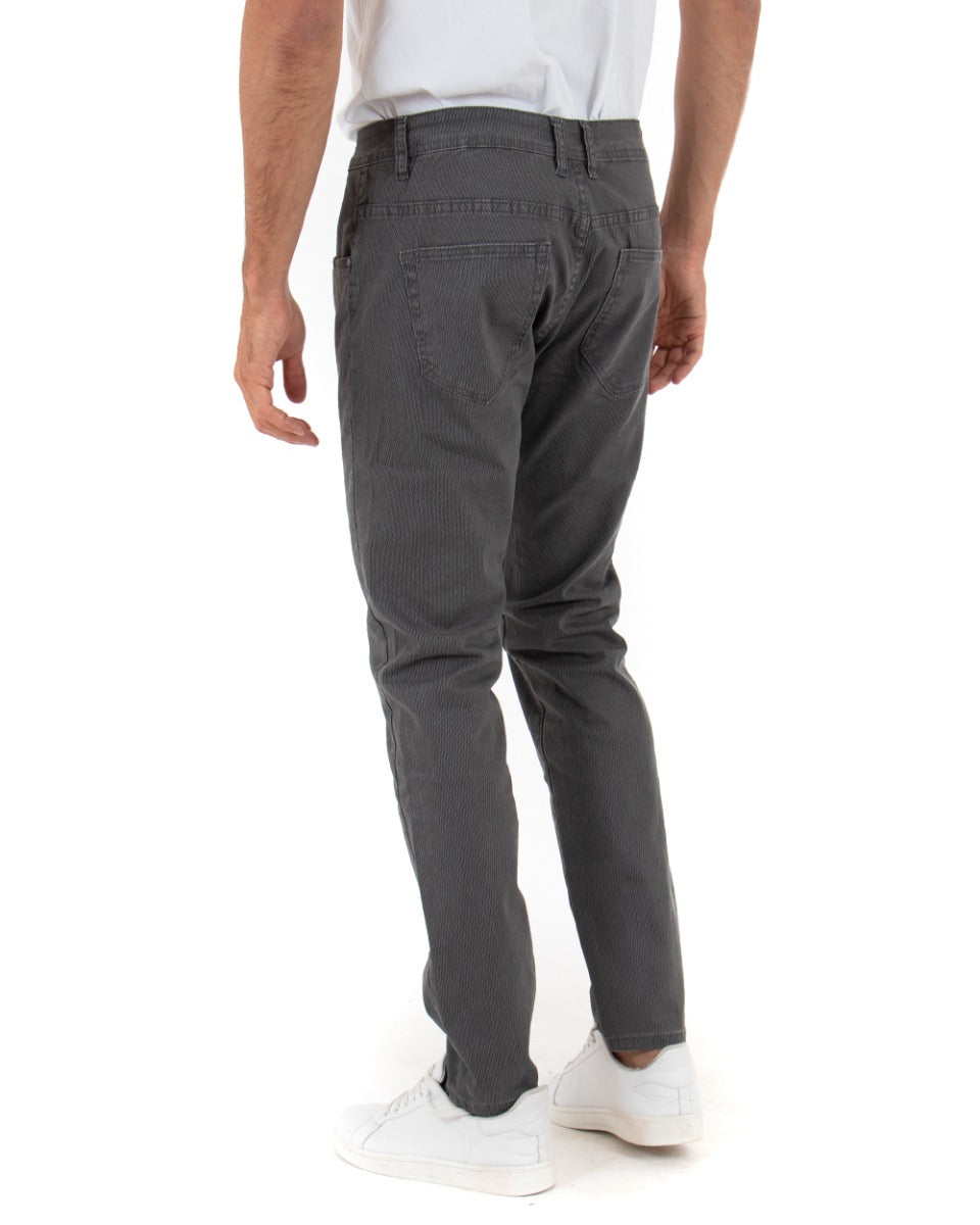 Pantaloni Uomo Cinque Tasche Basic Tinta Unita Grigio Microfantasia Rigato GIOSAL-P3741A