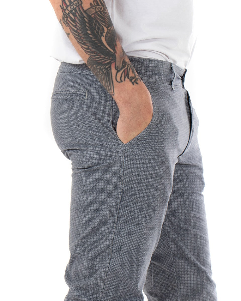 Pantaloni Uomo Tasca America Microfantasia Grigio Classico Casual GIOSAL-P3817A