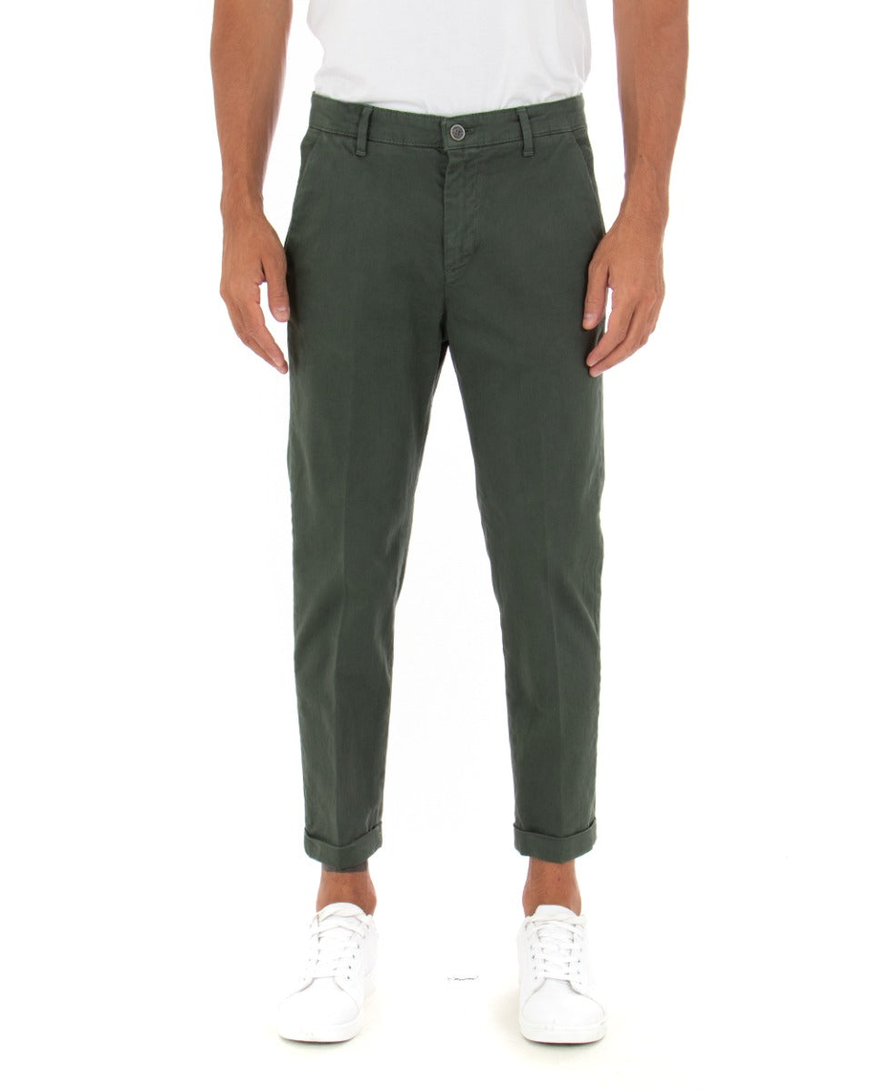 Pantaloni Uomo Tasca America Slim Verde Elegante Capri Alla Caviglia Casual GIOSAL-P4023A