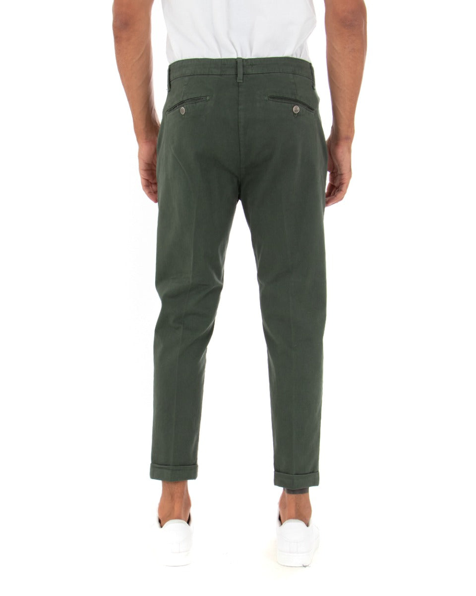 Pantaloni Uomo Tasca America Slim Verde Elegante Capri Alla Caviglia Casual GIOSAL-P4023A