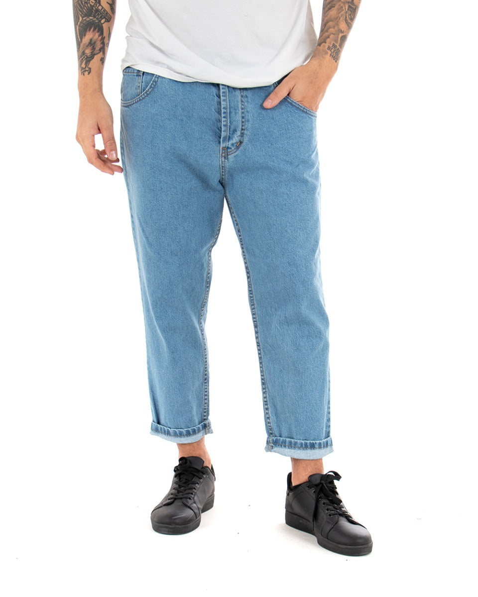 Pantaloni Jeans Uomo Loose Fit Denim Chiaro Basic Cinque Tasche Casual GIOSAL-P4077A
