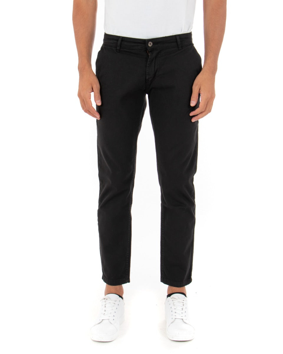 Pantaloni Uomo Slim Cotone Elastico Classico Con Tasca America Basic Nero GIOSAL-P5004A