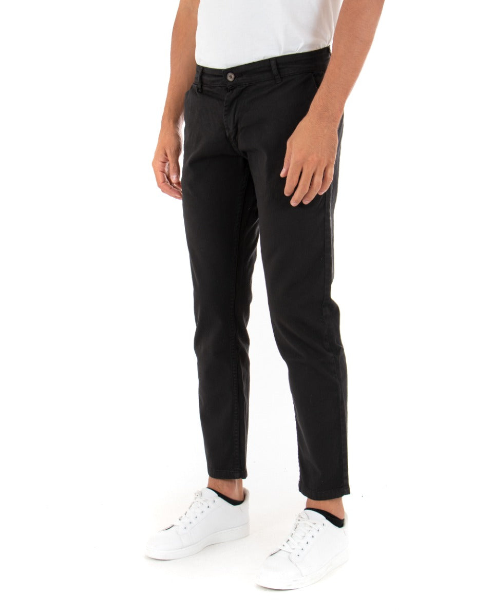 Pantaloni Uomo Tasca America Basic Cotone Elastico Nero Slim Classico GIOSAL-P5004A