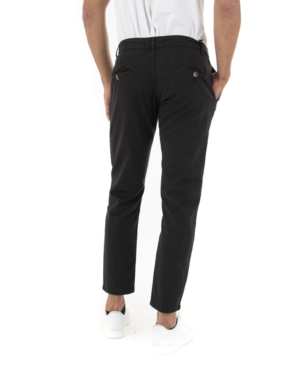 Pantaloni Uomo Slim Cotone Elastico Classico Con Tasca America Basic Nero GIOSAL-P5004A