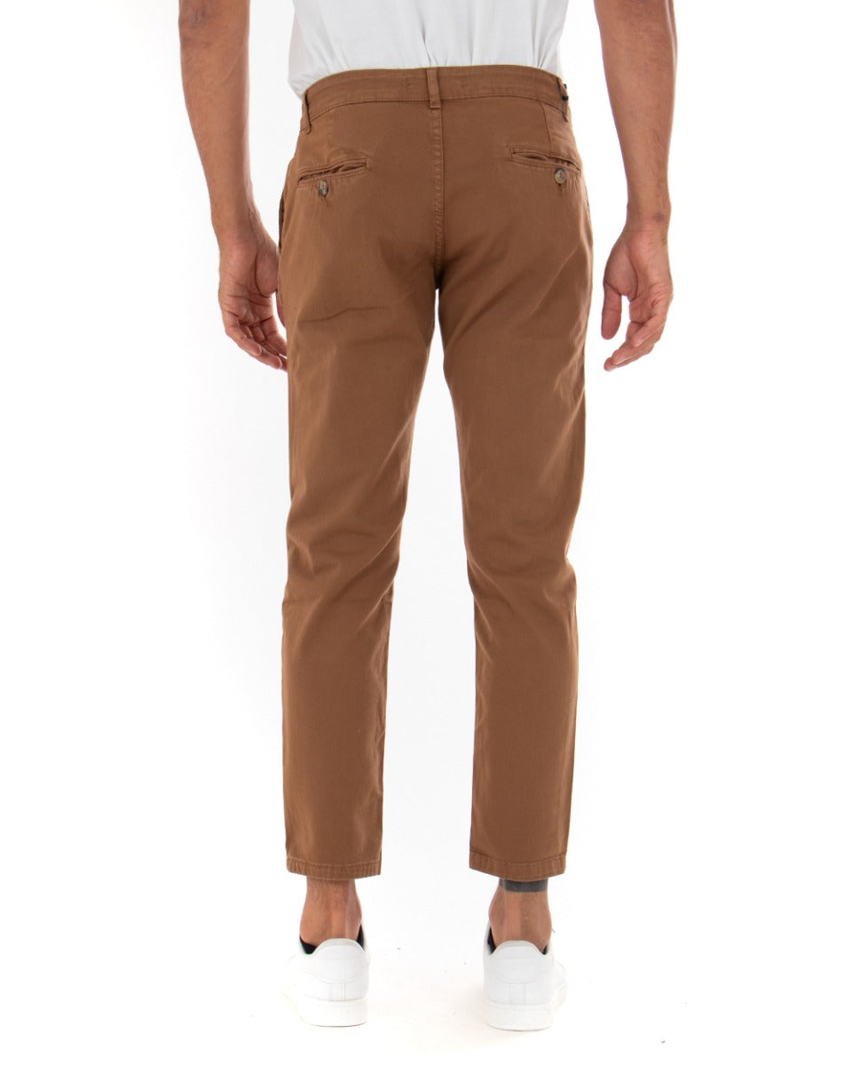 Pantaloni Uomo Slim Cotone Elastico Classico Con Tasca America Basic Camel GIOSAL-P5009A