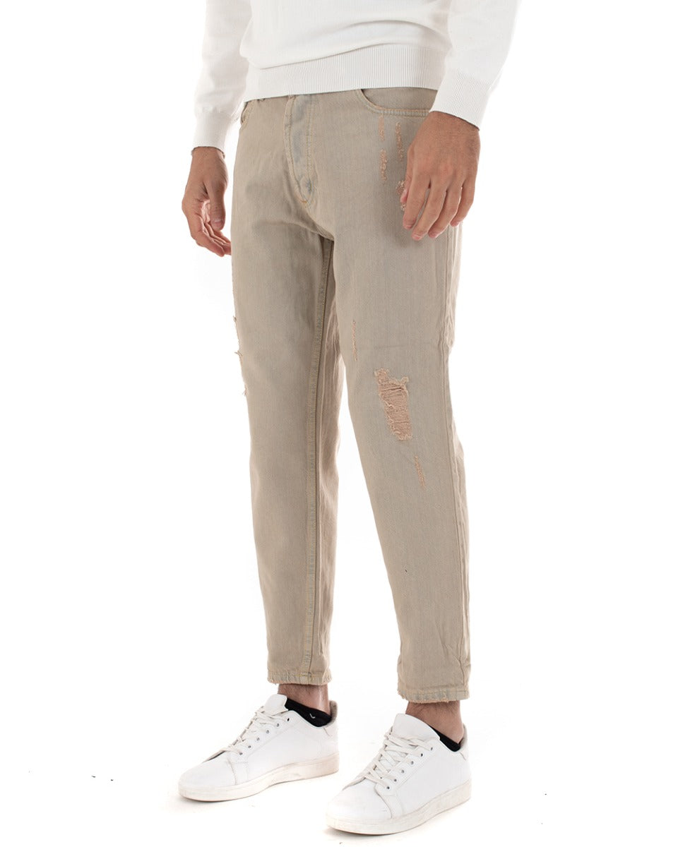 Pantaloni Jeans Uomo Slim Fit Denim Sabbiato Cinque Tasche GIOSAL-P5069A