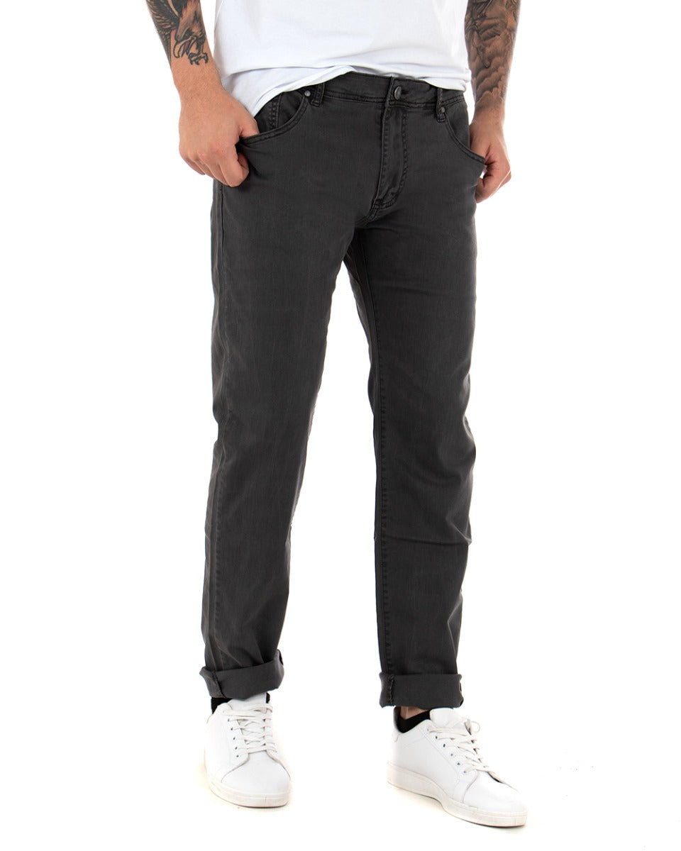 Pantaloni Uomo Cinque Tasche Grigio Basic Casual GIOSAL-P5073A