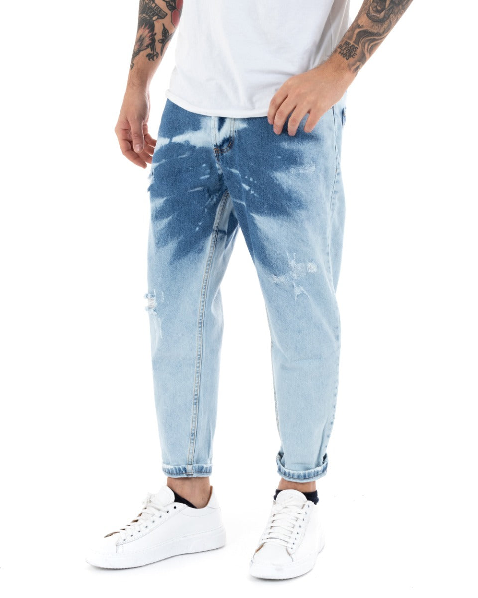 Pantaloni Jeans Uomo Loose Fit Denim Chiaro Sfumato Cinque Tasche Casual GIOSAL-P5140A