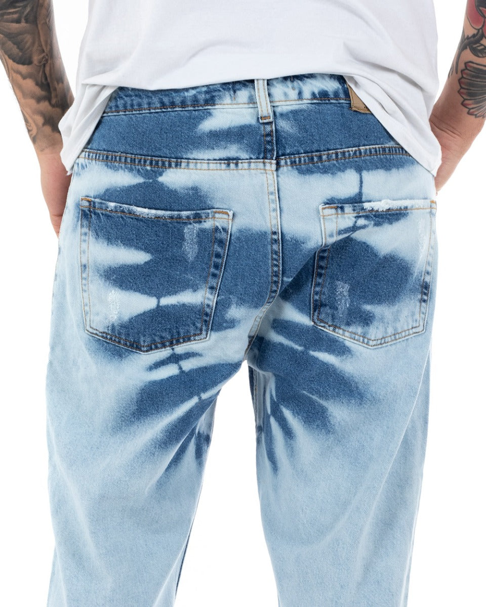 Pantaloni Jeans Uomo Loose Fit Denim Chiaro Sfumato Cinque Tasche Casual GIOSAL-P5140A