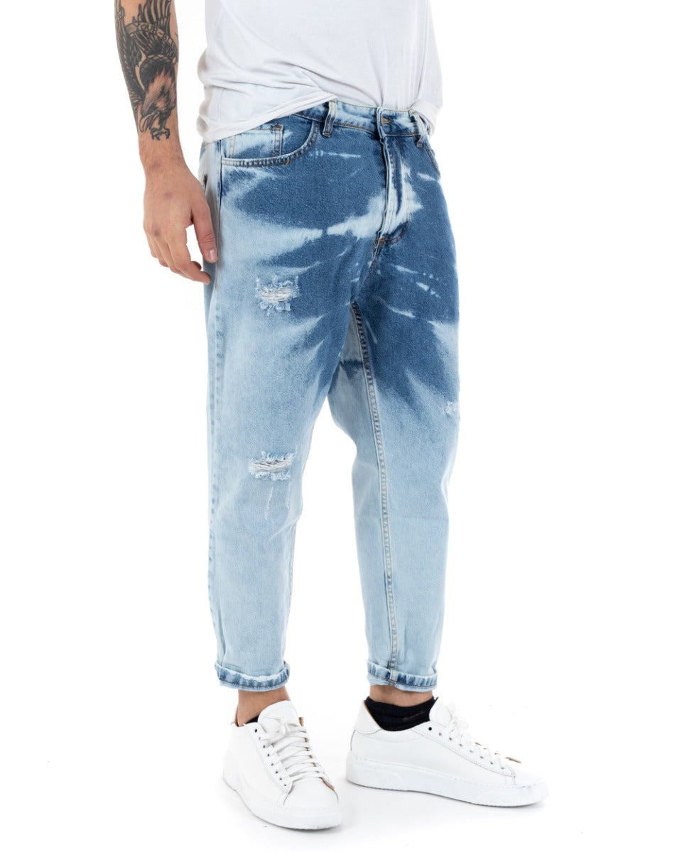 Pantaloni Jeans Uomo Loose Fit Denim Chiaro Sfumato Cinque Tasche Casual GIOSAL-P5140A