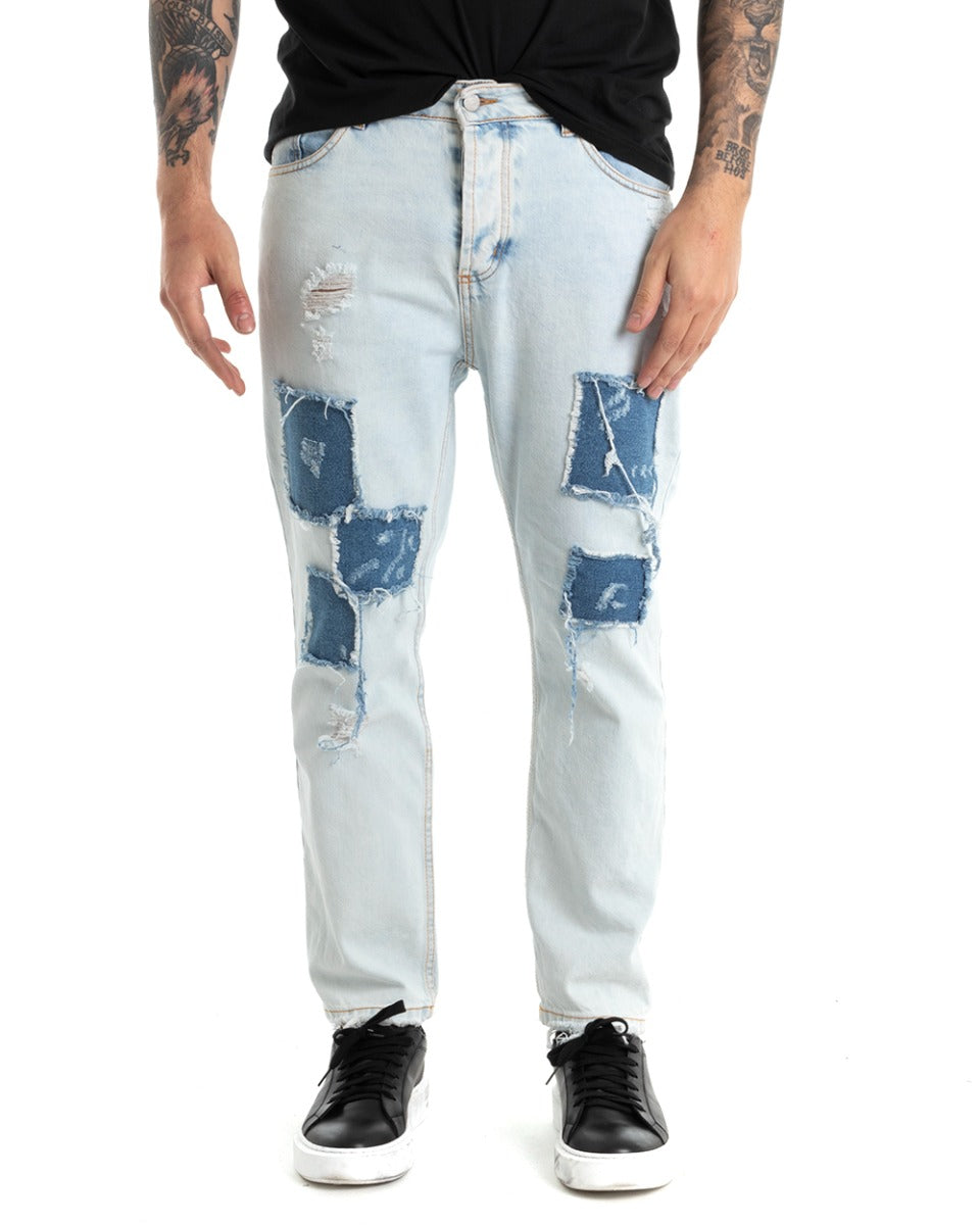 Pantaloni Jeans Uomo Regular Fit Denim Chiaro Cinque Tasche GIOSAL-P5288A