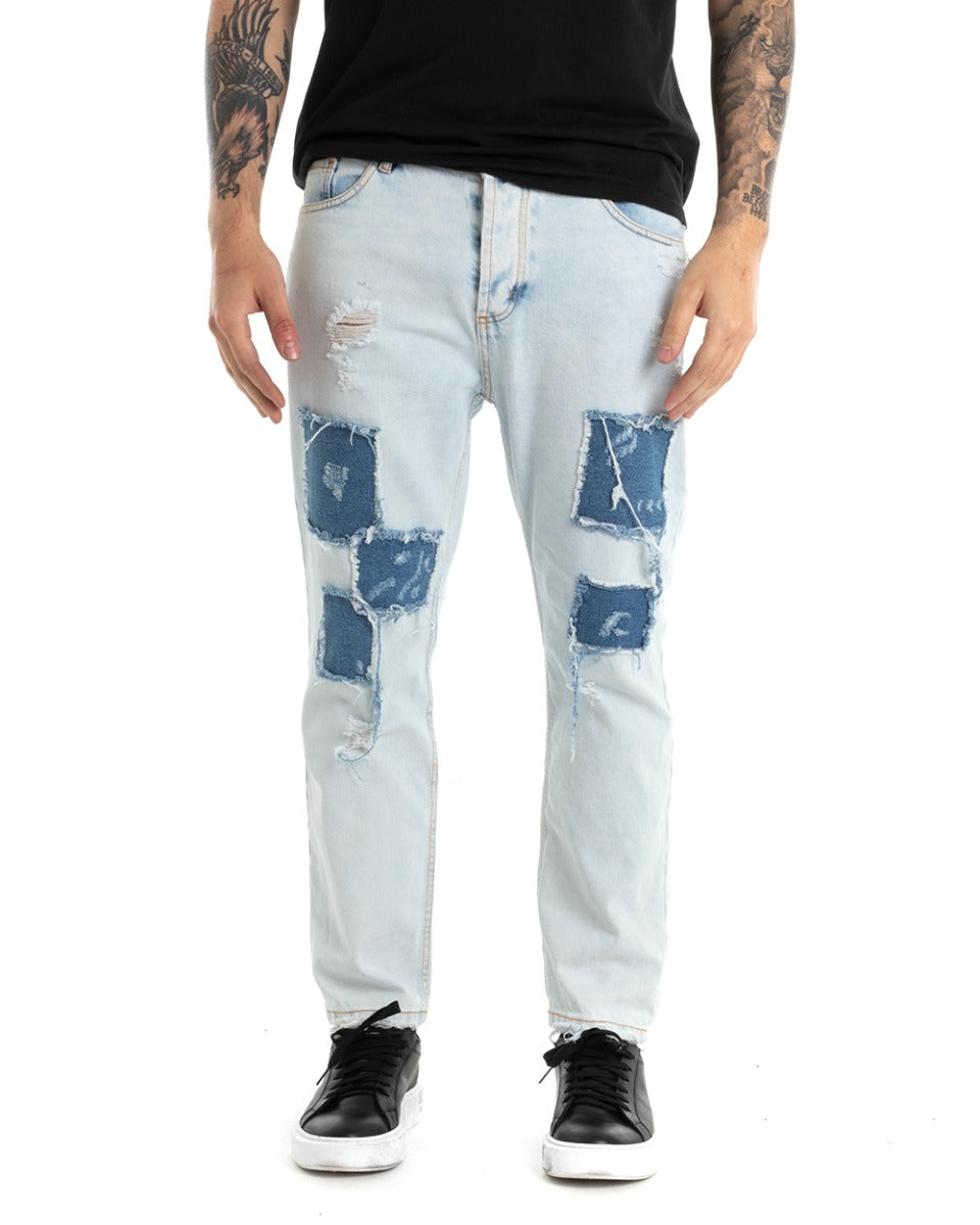 Pantaloni Jeans Uomo Regular Fit Denim Chiaro Cinque Tasche GIOSAL-P5288A