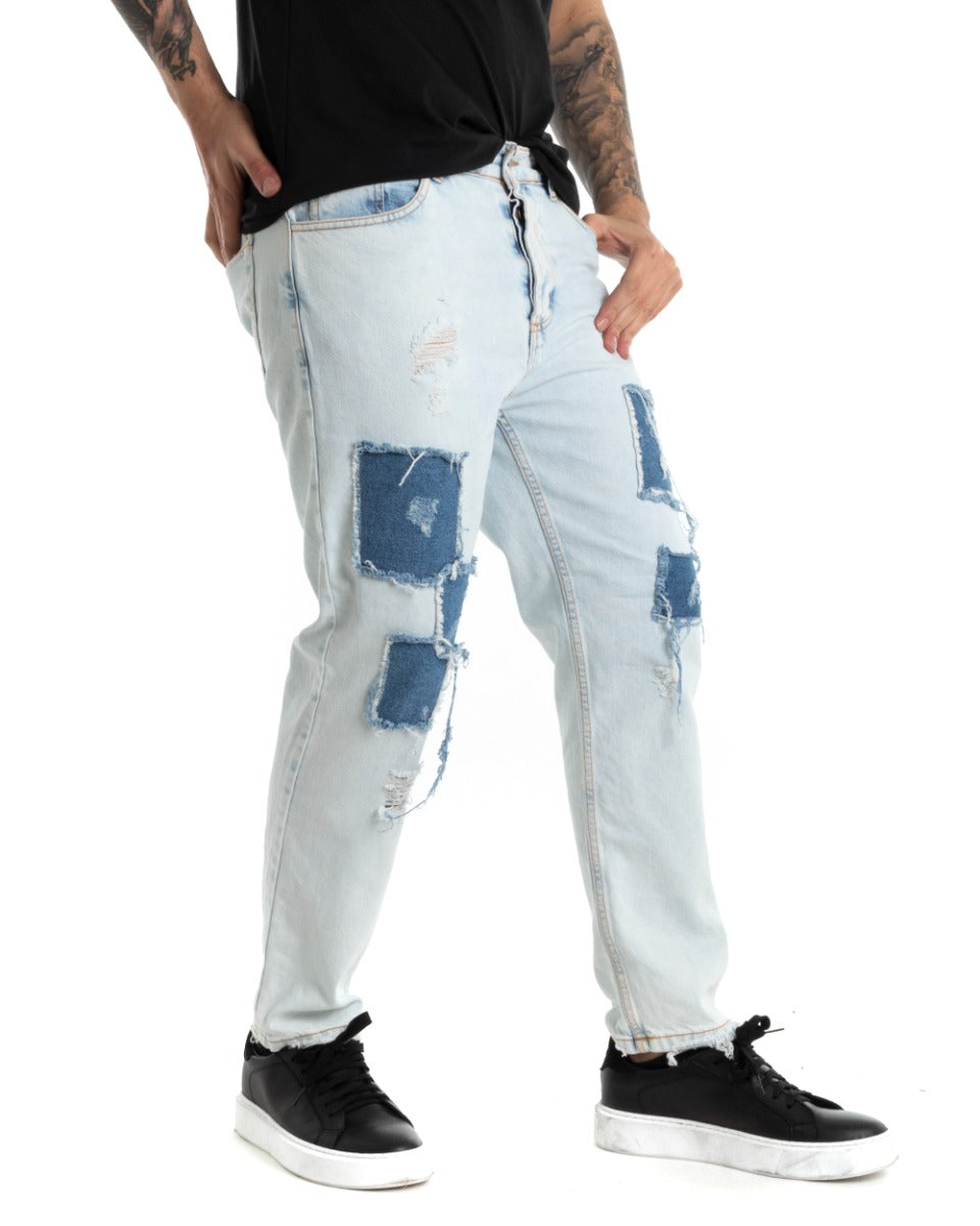Pantaloni Jeans Uomo Regular Fit Denim Chiaro Cinque Tasche GIOSAL-P5288A