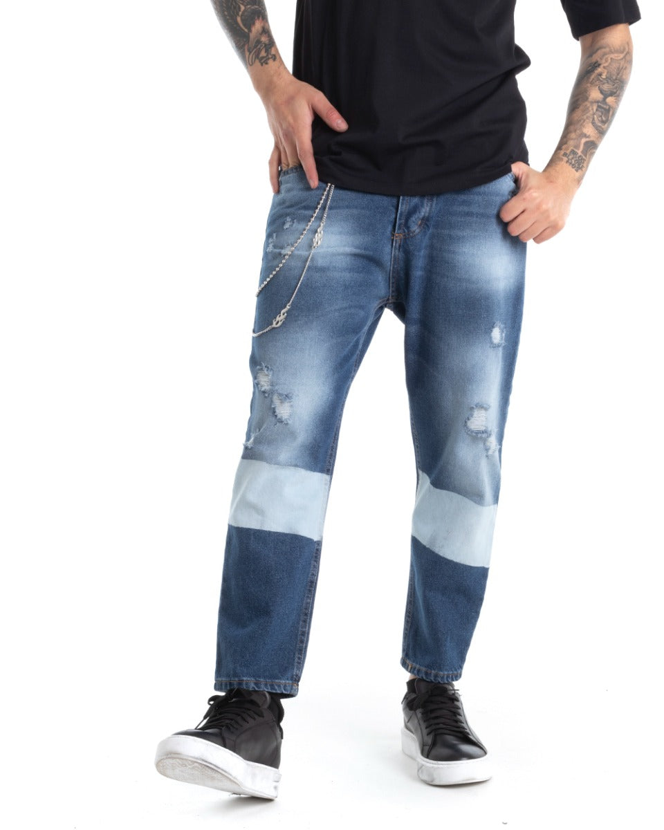 Pantaloni Jeans Uomo Loose Fit Denim Scuro Cinque Tasche GIOSAL-P5314A