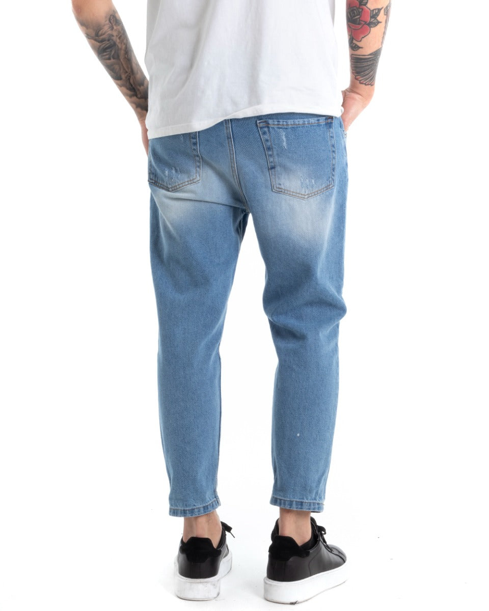 Pantaloni Jeans Uomo Loose Fit Denim Con Rotture Cinque Tasche GIOSAL-P5315A