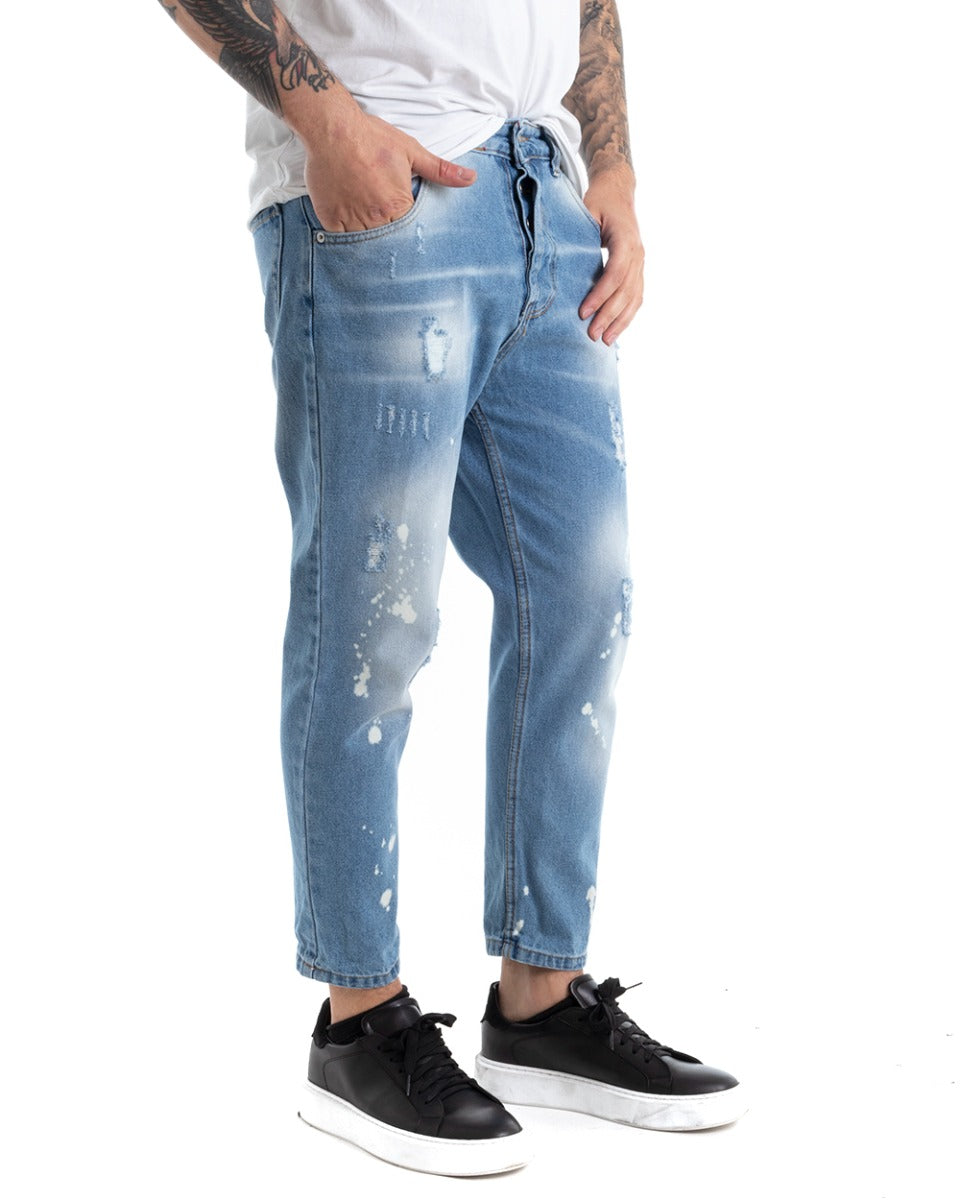 Pantaloni Jeans Uomo Loose Fit Denim Con Rotture Cinque Tasche GIOSAL-P5315A