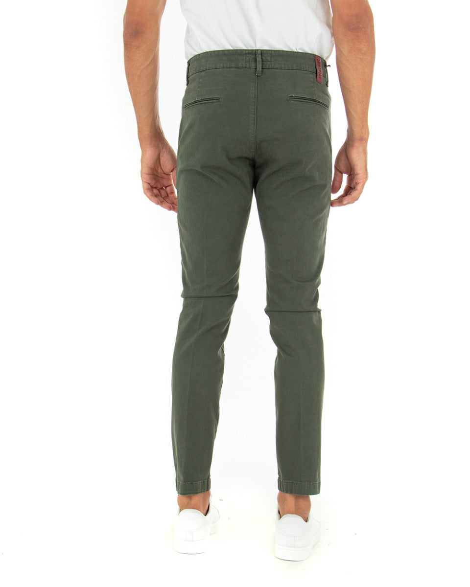 Pantaloni Uomo Tasca America Lungo Classico Slim Verde Militare GIOSAL-P5404A