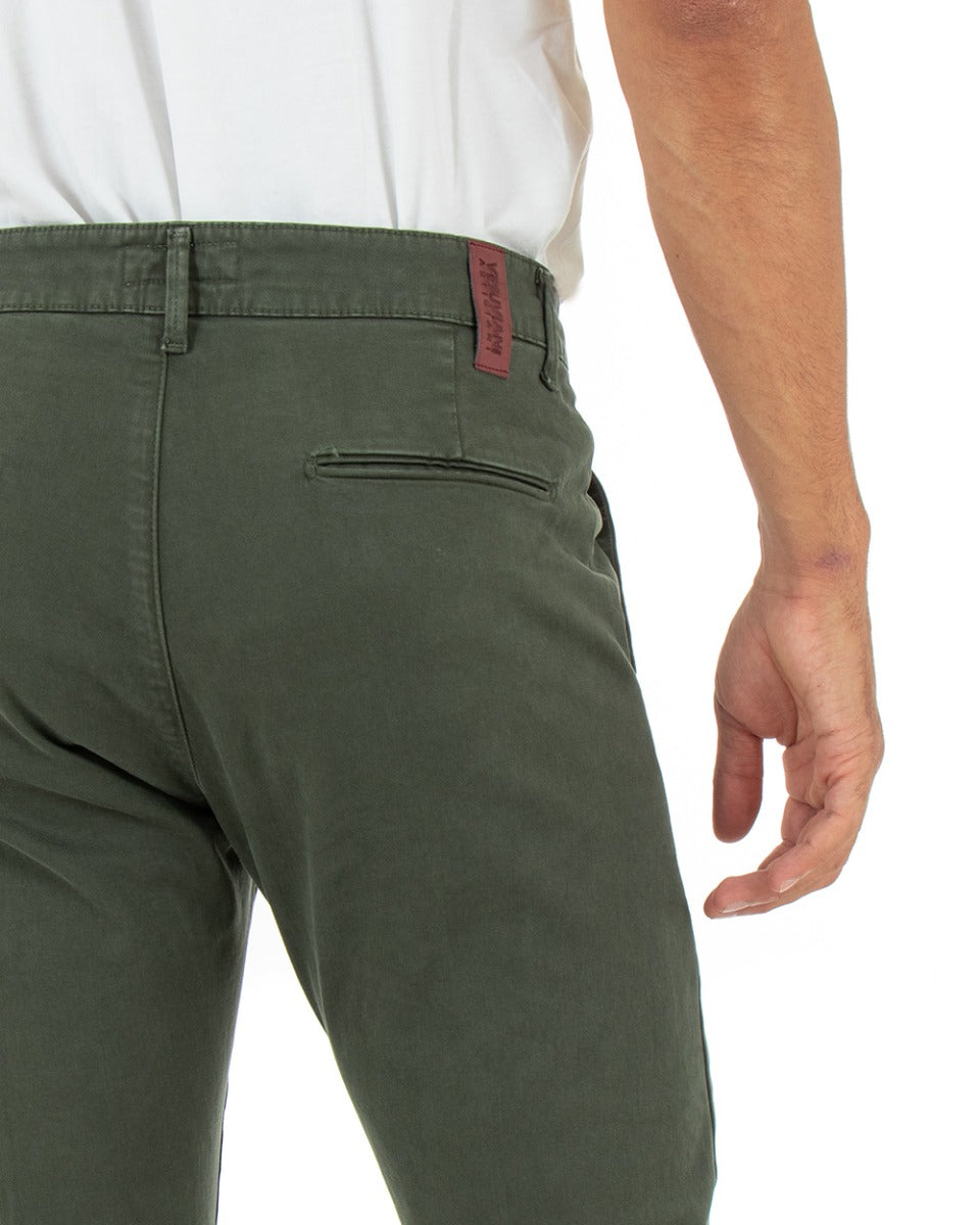 Pantaloni Uomo Tasca America Lungo Classico Slim Verde Militare GIOSAL-P5404A