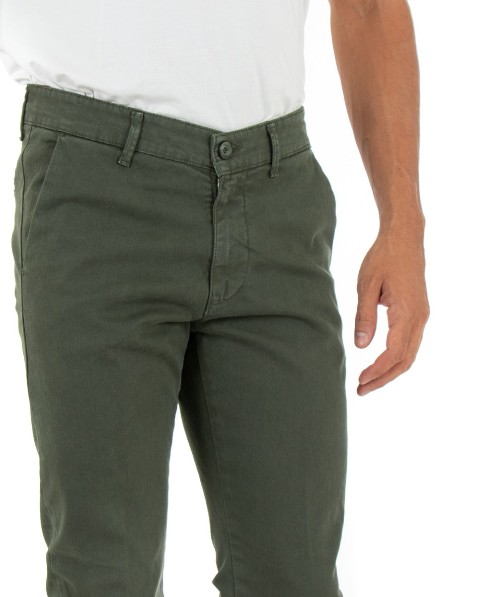 Pantaloni Uomo Tasca America Lungo Classico Slim Verde Militare GIOSAL-P5404A