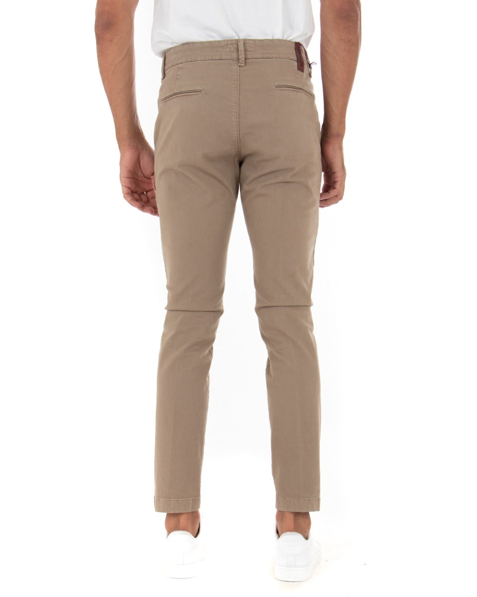 Pantaloni Uomo Tasca America Lungo Classico Slim Beige GIOSAL-P5408A