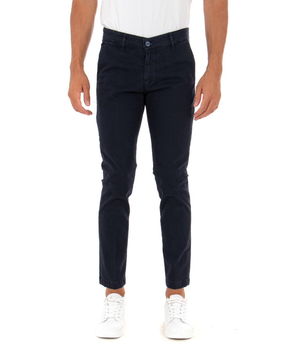 Pantaloni Uomo Tasca America Lungo Classico Slim Blu GIOSAL-P5409A