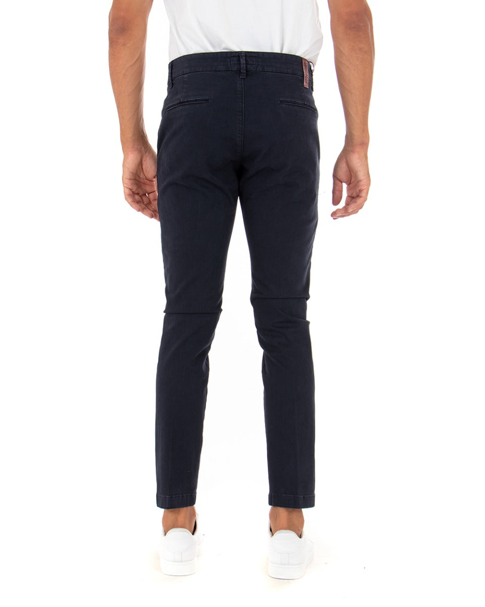 Pantaloni Uomo Tasca America Lungo Classico Slim Blu GIOSAL-P5409A