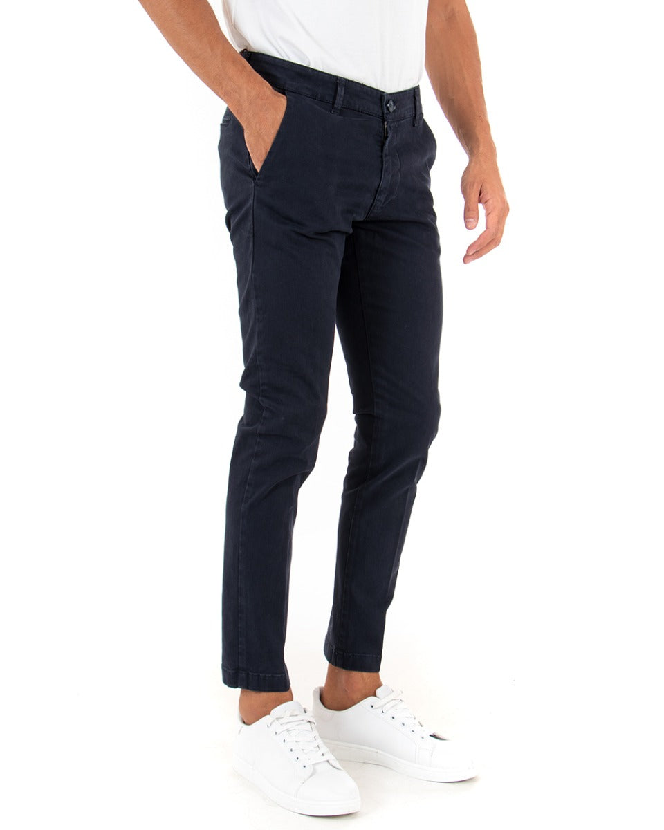 Pantaloni Uomo Tasca America Lungo Classico Slim Blu GIOSAL-P5409A