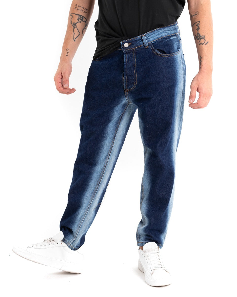 Pantaloni Jeans Uomo Loose Fit Sfumato Denim Scuro Cinque Tasche GIOSAL-P5483A