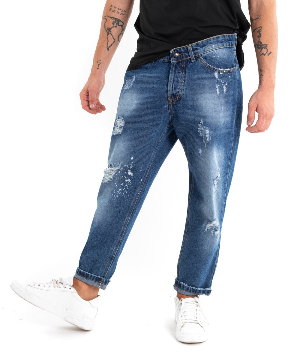 Pantaloni Jeans Uomo Loose Fit Denim Con Rotture Cinque Tasche GIOSAL-P5512A