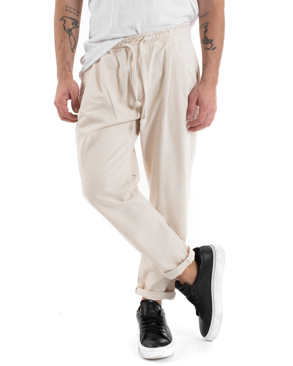 Pantaloni cotone uomo con elastico in vita online