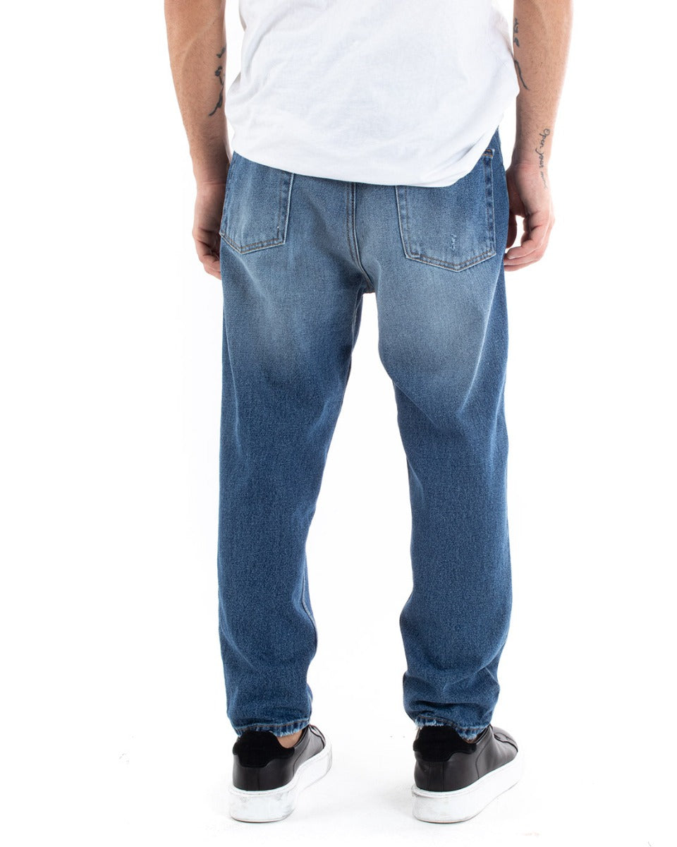 Pantaloni Jeans Uomo Loose Fit Denim Con Rotture Cinque Tasche GIOSAL-P5587A
