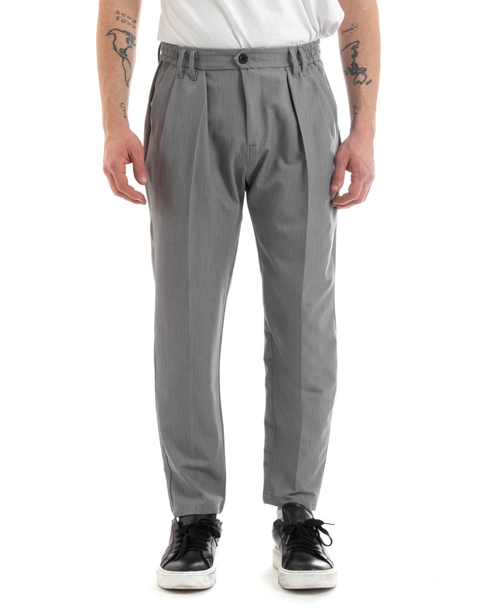 Pantaloni Uomo Pantalaccio Comodo Viscosa Elastico Straight Fit Grigio GIOSAL-P5647A