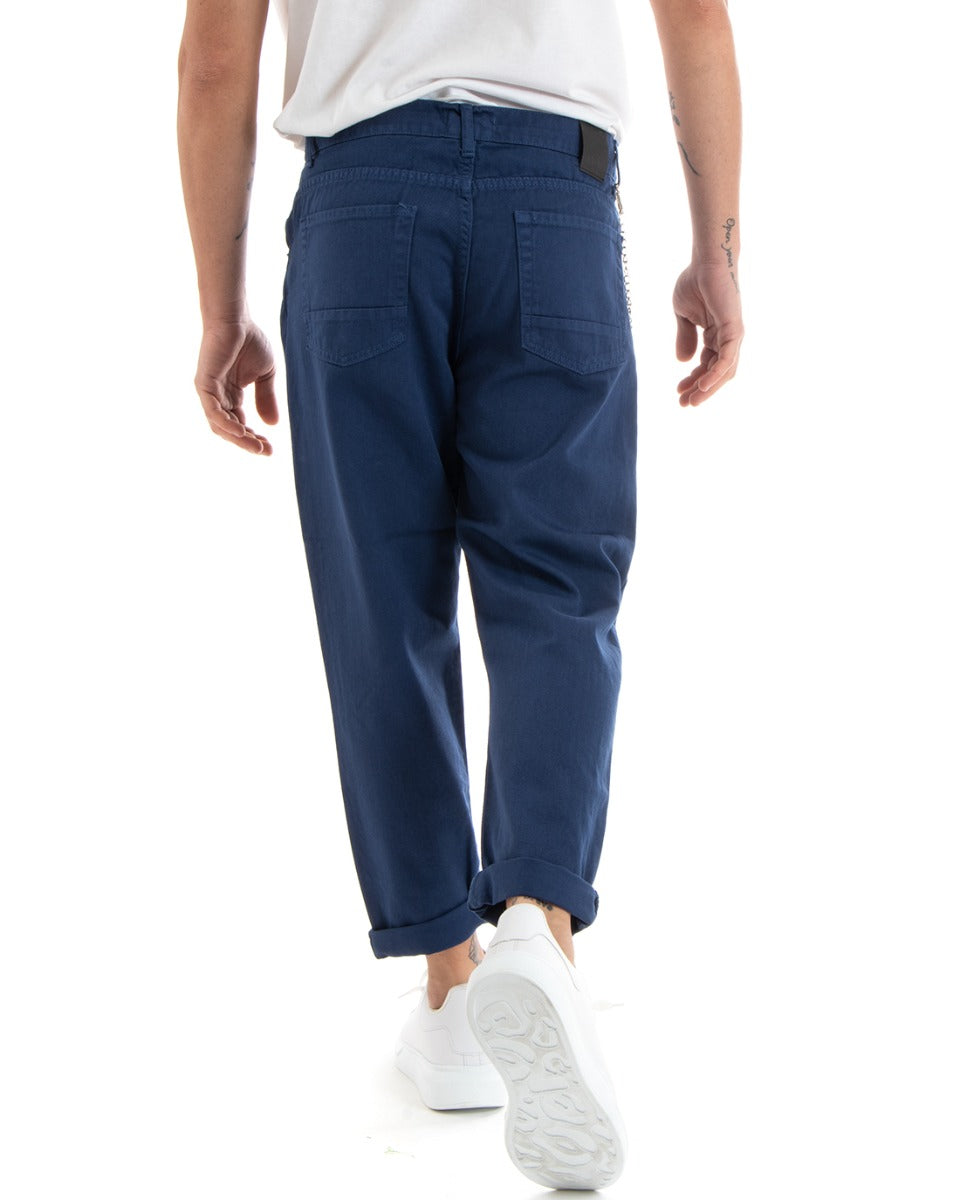 Pantaloni Jeans Uomo Loose Fit Blu Con Rotture Cinque Tasche GIOSAL-P5711A
