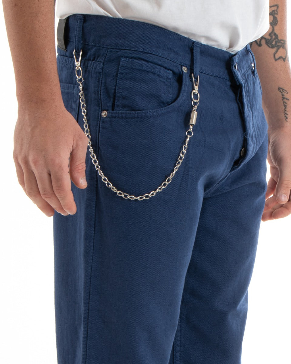 Pantaloni Jeans Uomo Loose Fit Blu Con Rotture Cinque Tasche GIOSAL-P5711A