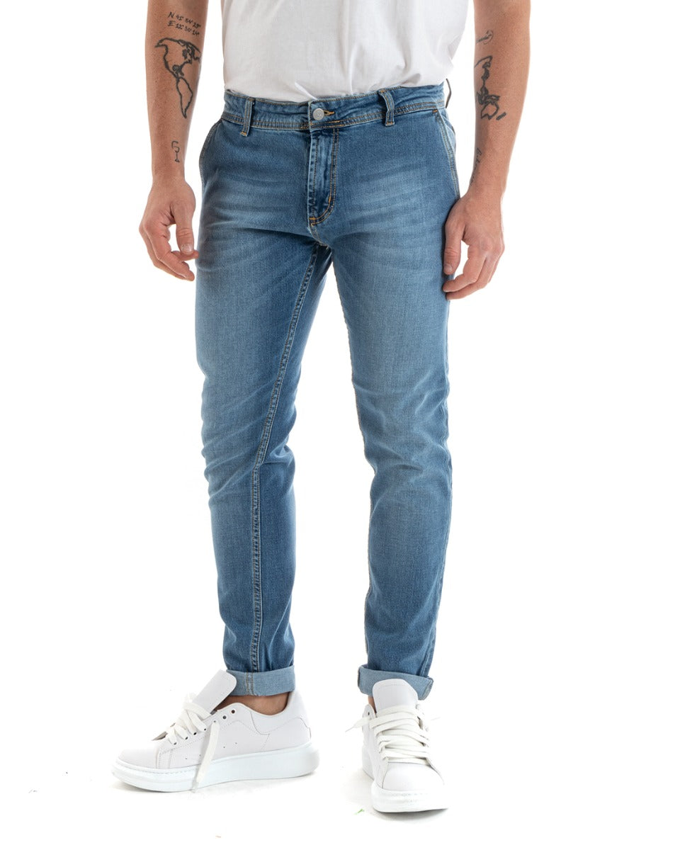 Pantaloni Jeans Uomo Slim Fit Denim Tasca America Casual GIOSAL-P5726A