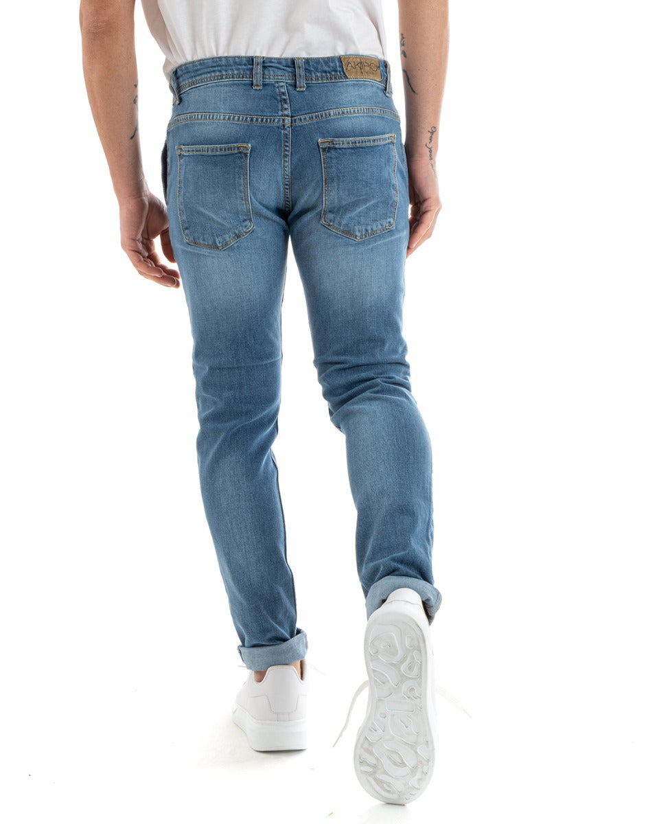 Pantaloni Jeans Uomo Slim Fit Denim Tasca America Casual GIOSAL-P5726A