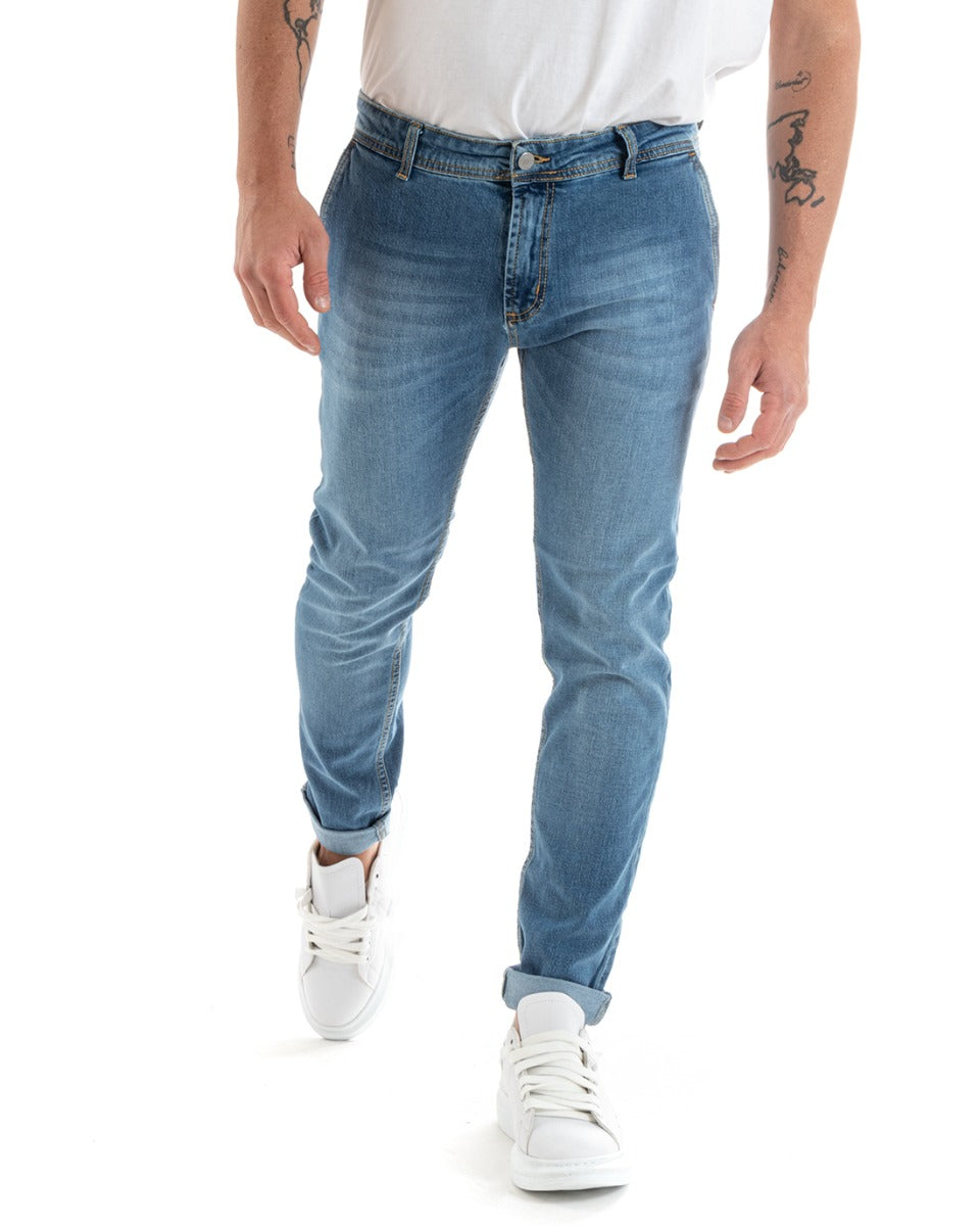 Pantaloni Jeans Uomo Slim Fit Denim Tasca America Casual GIOSAL-P5726A