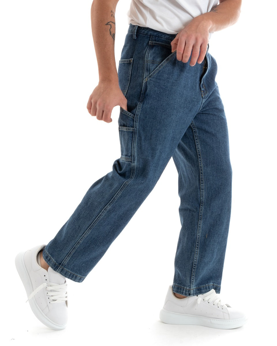 Pantaloni Jeans Uomo Wide Leg Denim Basic Cinque Tasche Casual GIOSAL-P5729A