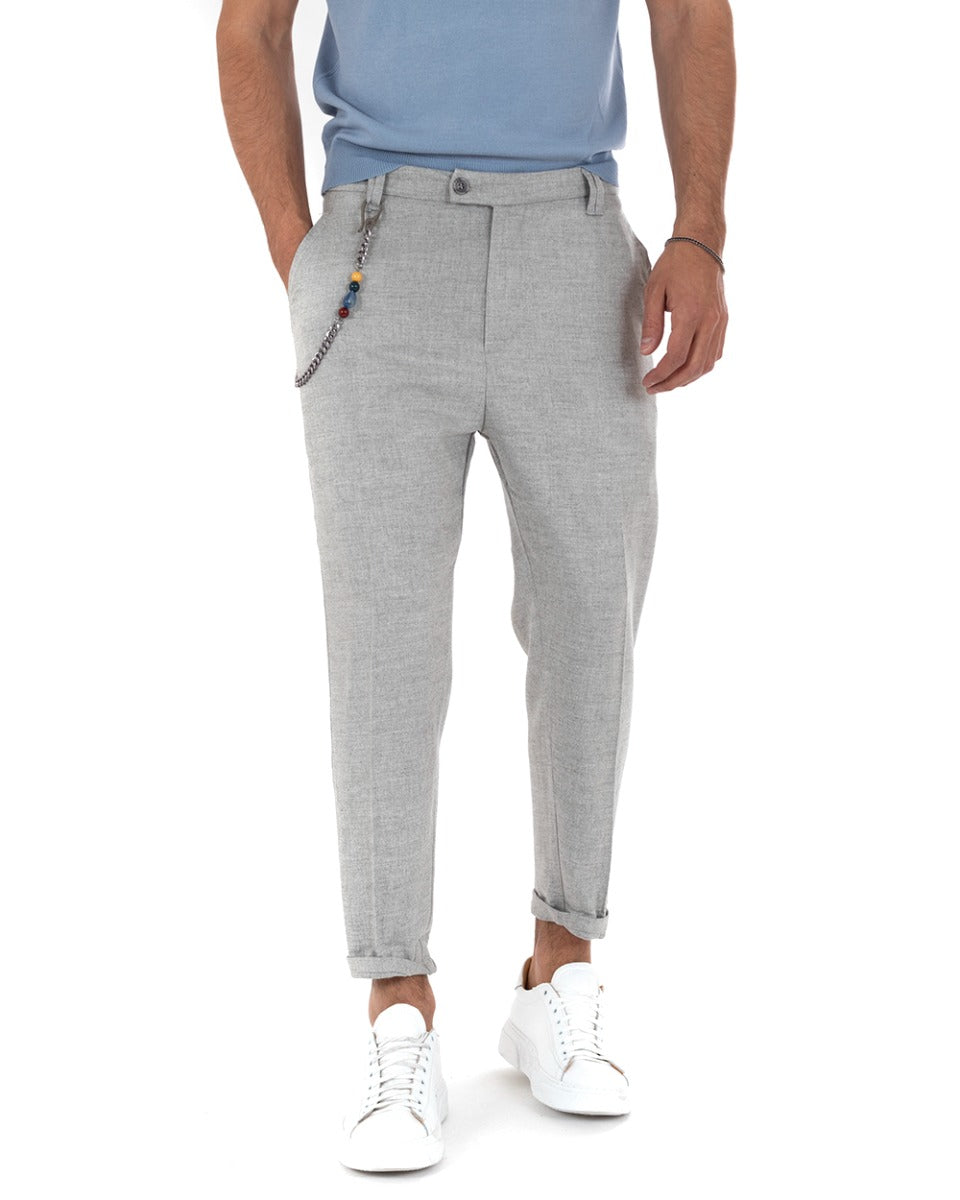 Pantaloni Uomo Lungo Tasca America Classico Viscosa Grigio Melangiato Casual GIOSAL-P5736A