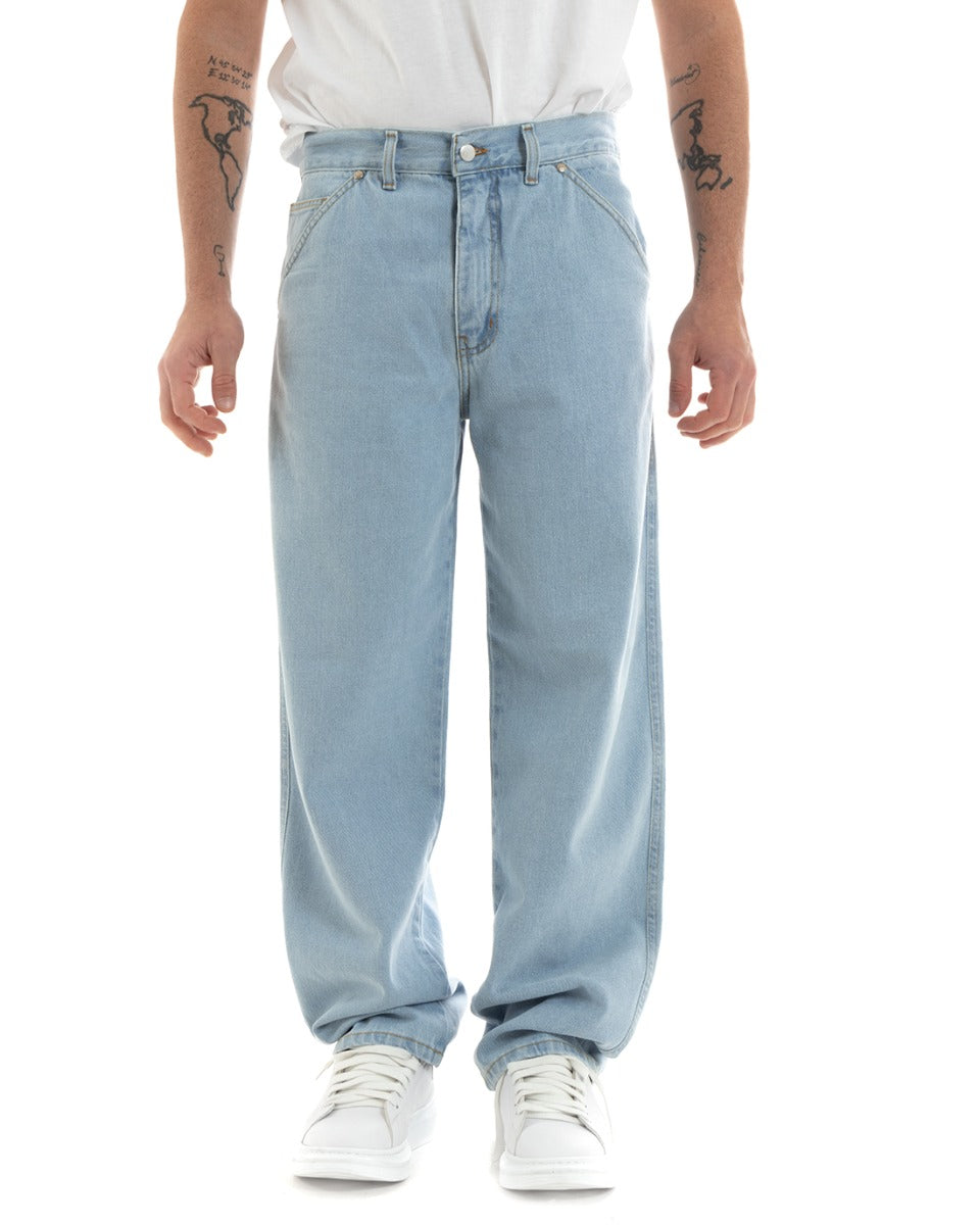 Pantaloni Jeans Uomo Unisex Baggy Denim Chiaro Tasca America Casual GIOSAL-P5756A