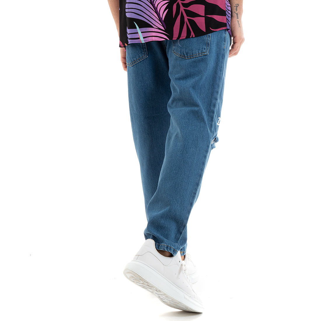 Pantaloni Jeans Uomo Regular Fit Pantalaccio Denim Con Stampa Rotture Casual GIOSAL-P5770A