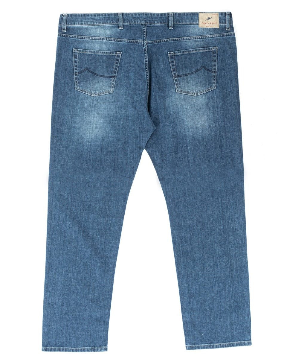 Jeans Uomo Pantaloni Calibrati Denim Chiaro Cinque Tasche Taglie Forti Casual GIOSAL-P5820A