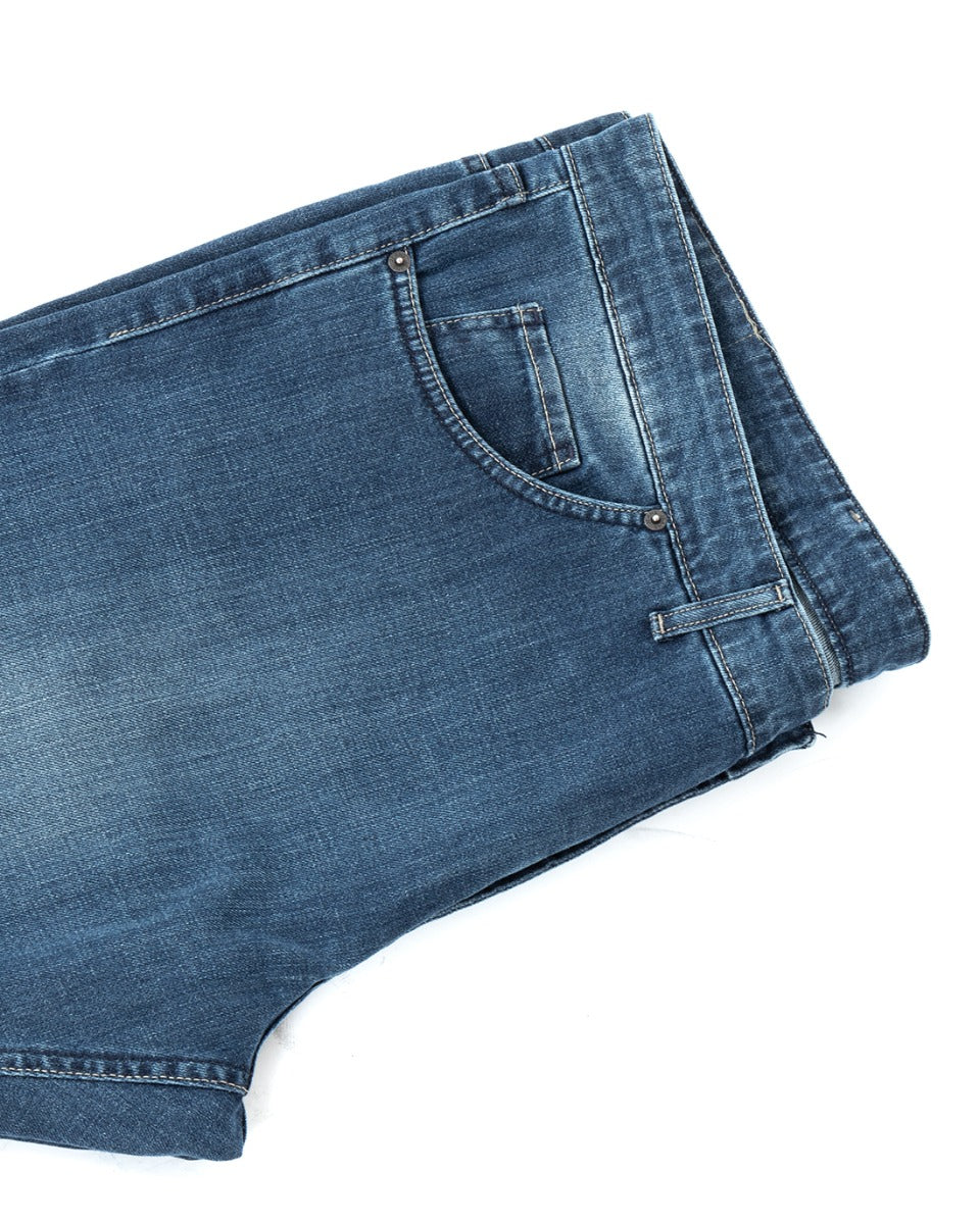 Jeans Uomo Pantaloni Calibrati Denim Chiaro Cinque Tasche Taglie Forti Casual GIOSAL-P5820A